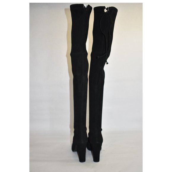 Stuart Weitzman Highland OTK Stretch Suede Boot Black Size 8.5 M MSRP $950 - Picture 9 of 12